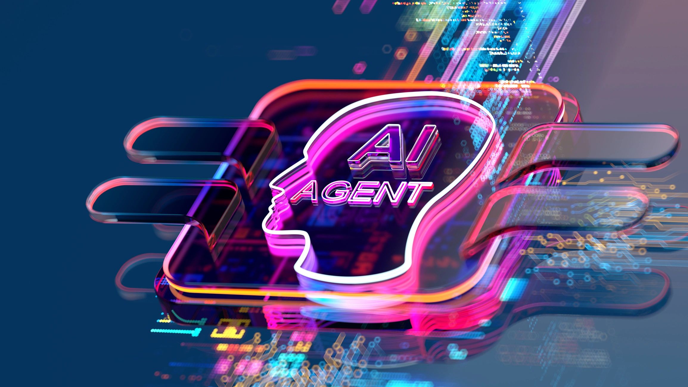 AI agent abstract technology, robotics, digital automation, business intelligence, modern professional